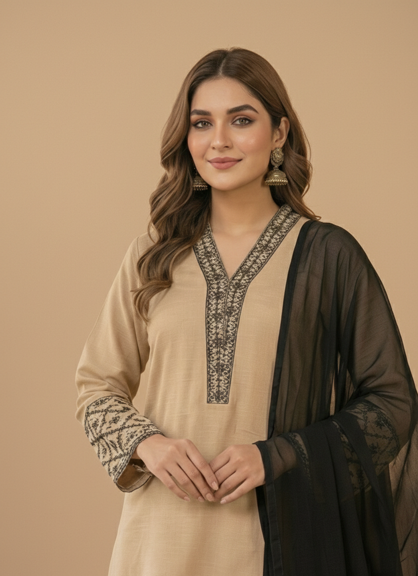 3 Piece -Embroidered Suit -SK-048