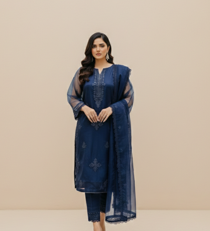 3 Piece -Embroidered Suit -SK-5004