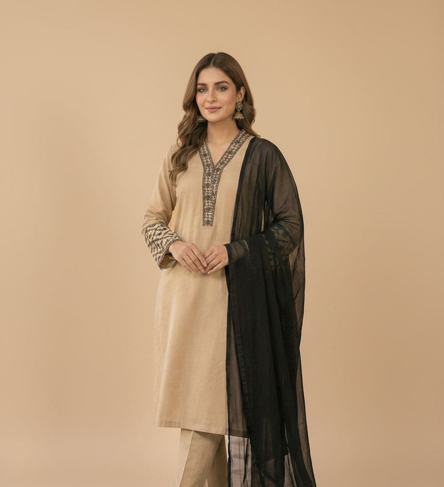 3 Piece -Embroidered Suit -SK-048