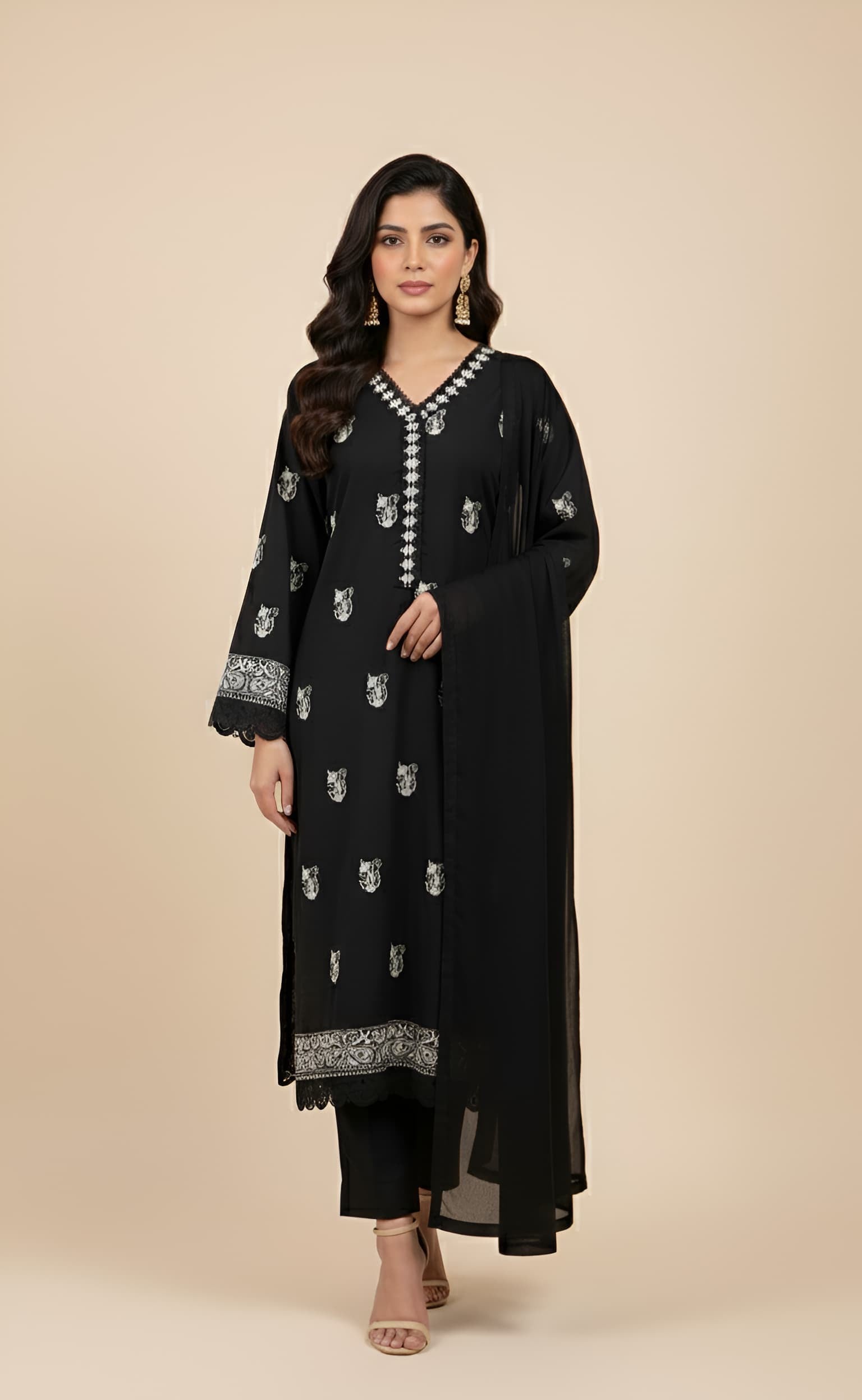 2 Piece -Embroidered Suit -SK-003