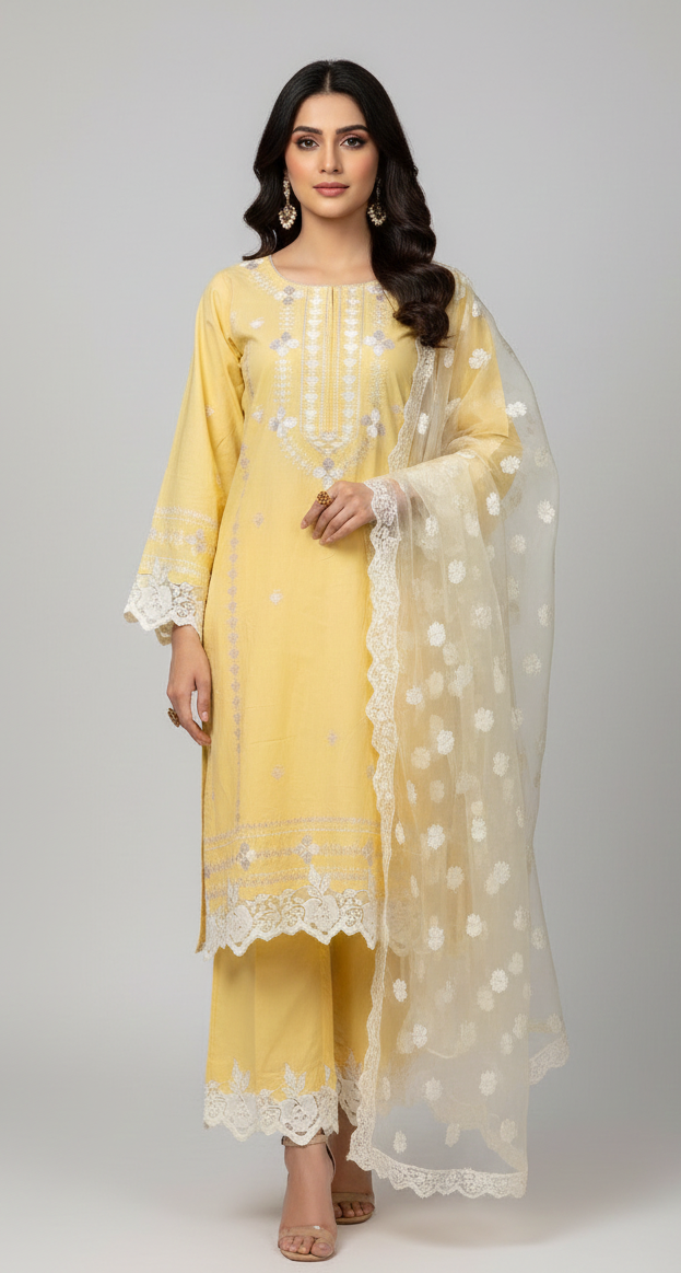 3 Piece -Embroidered Suit -SK-013