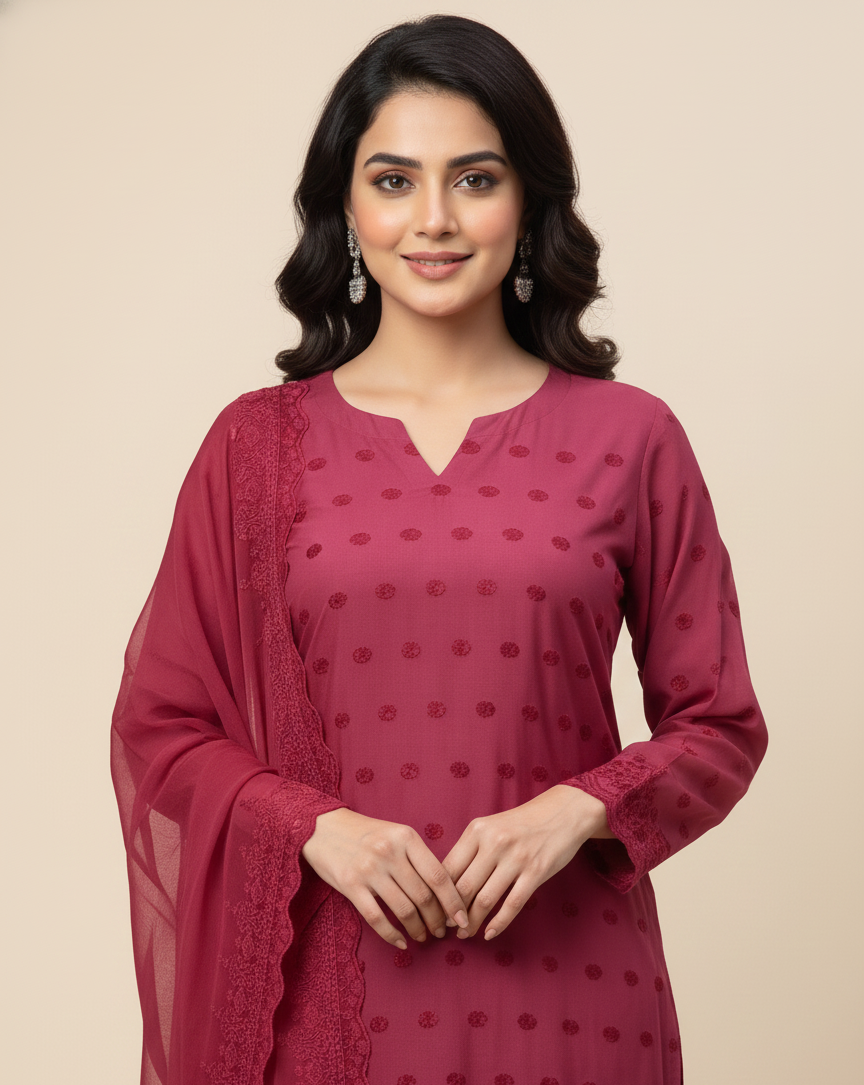 2 Piece -Embroidered Suit -SK-015