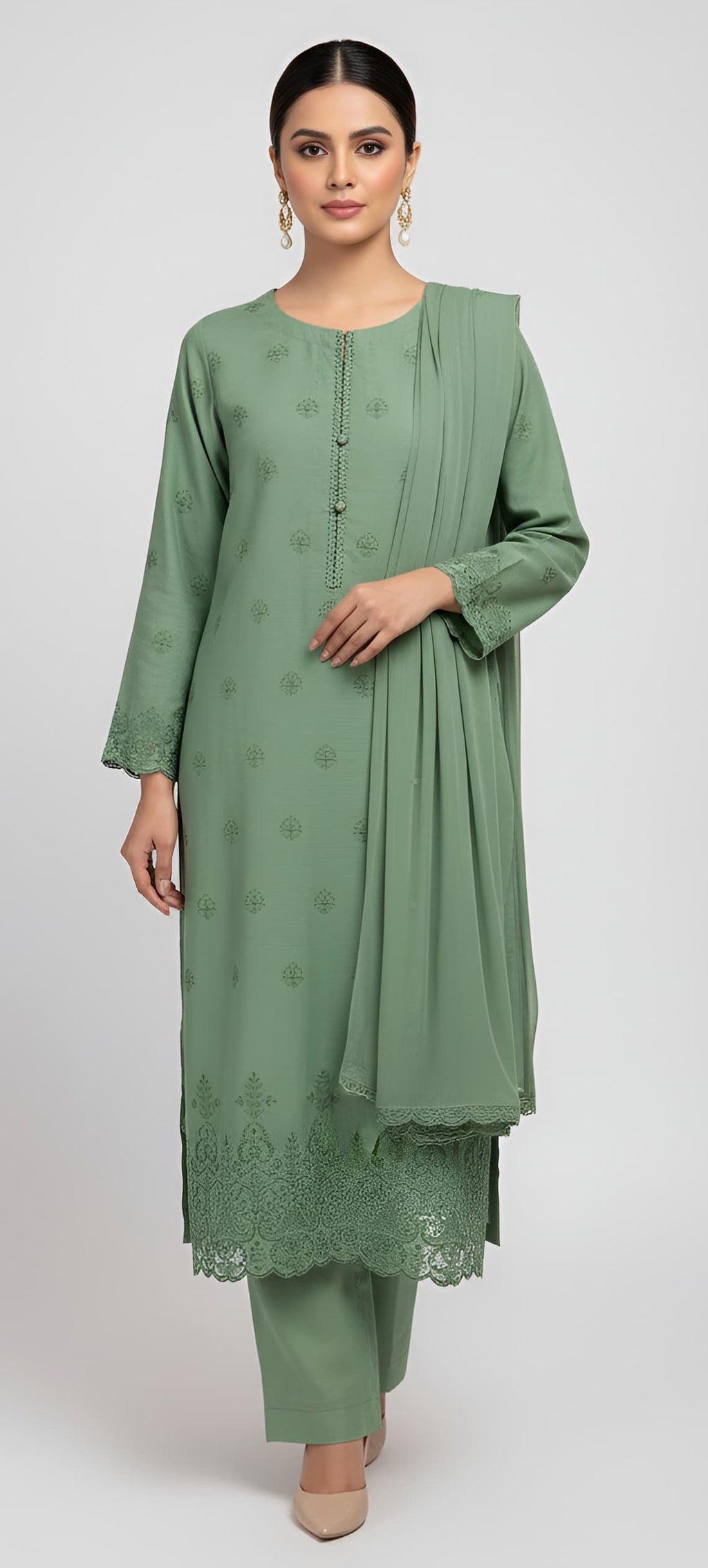 2 Piece -Embroidered Suit -SK-018