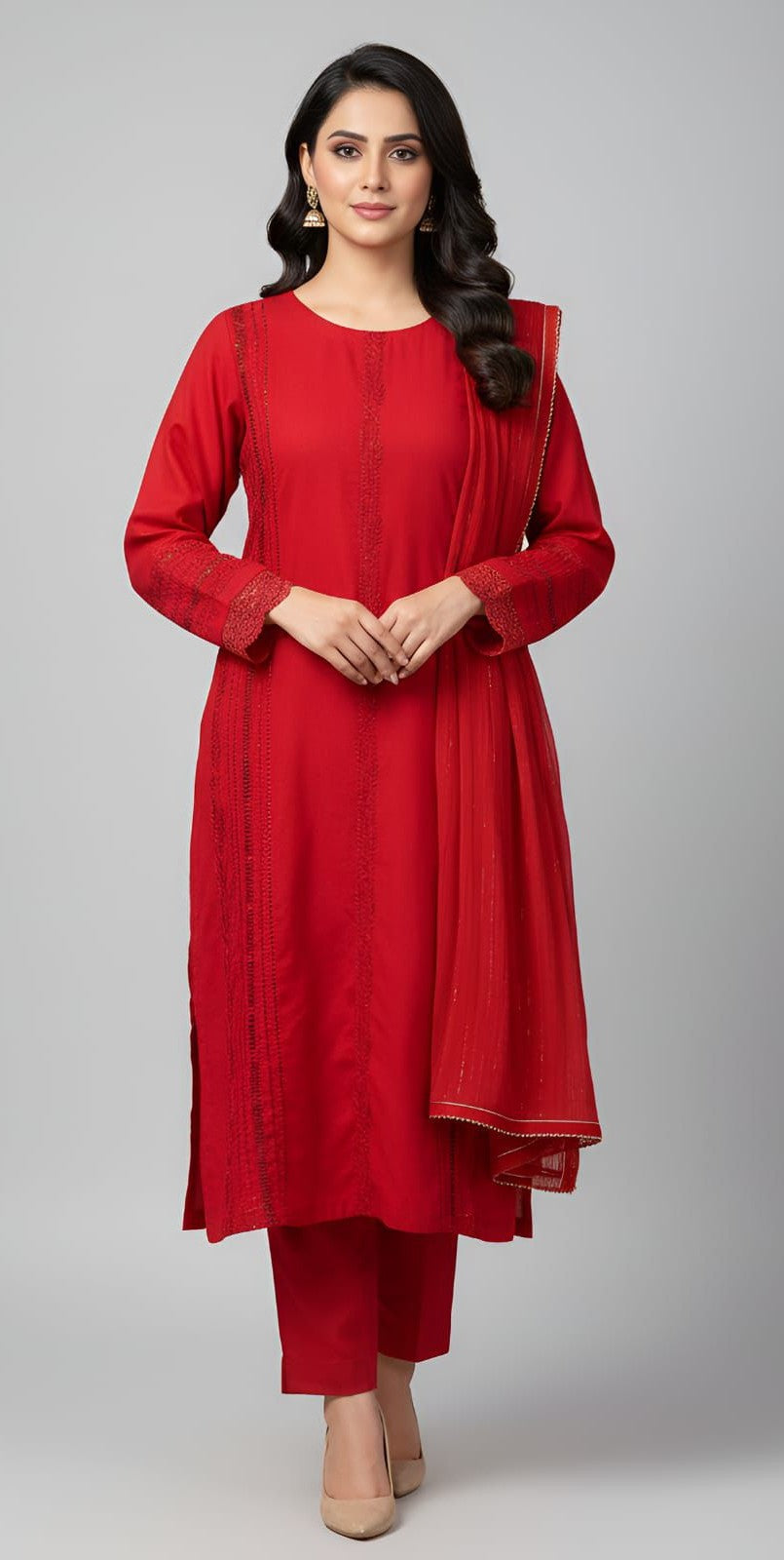 3 Piece -Embroidered Suit -SK-023