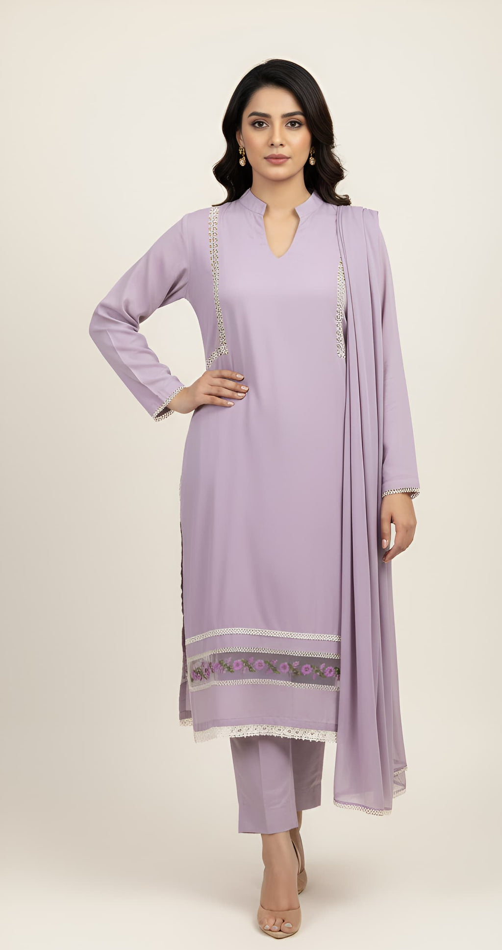 2 Piece -Embroidered Suit -SK-025