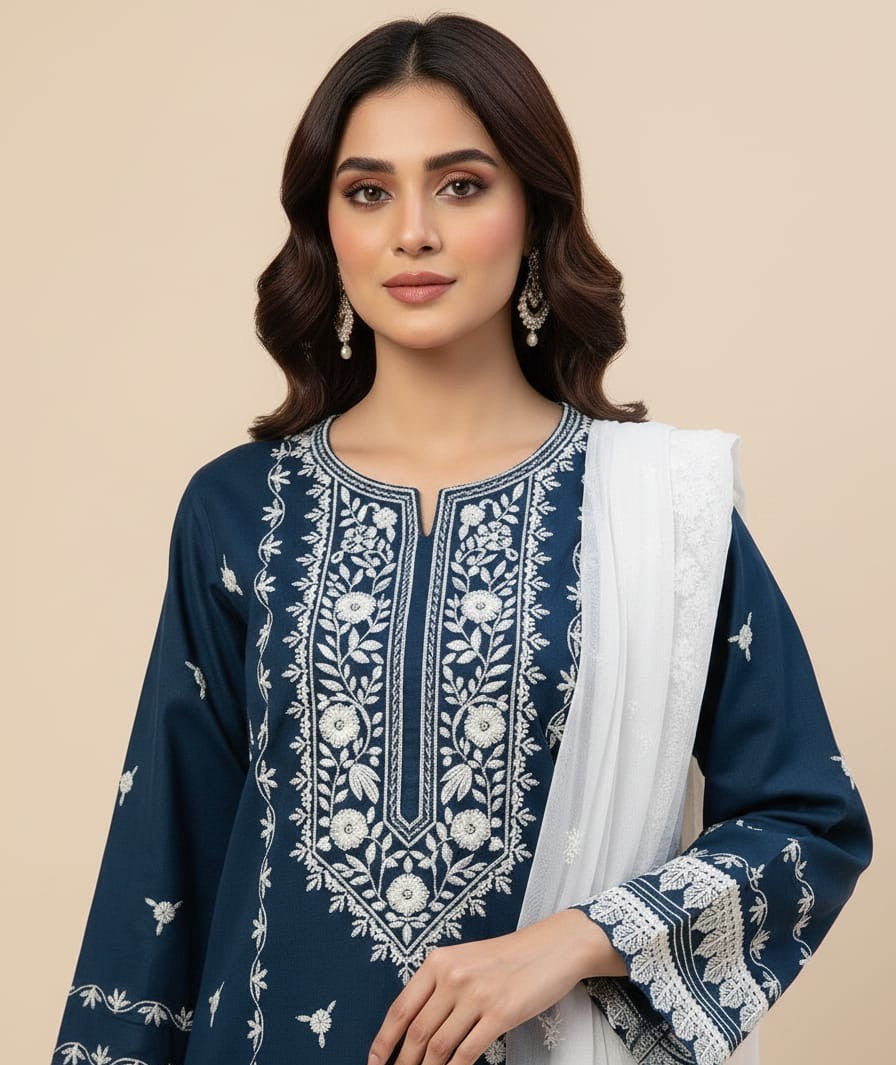 3 Piece -Embroidered Suit -SK-027