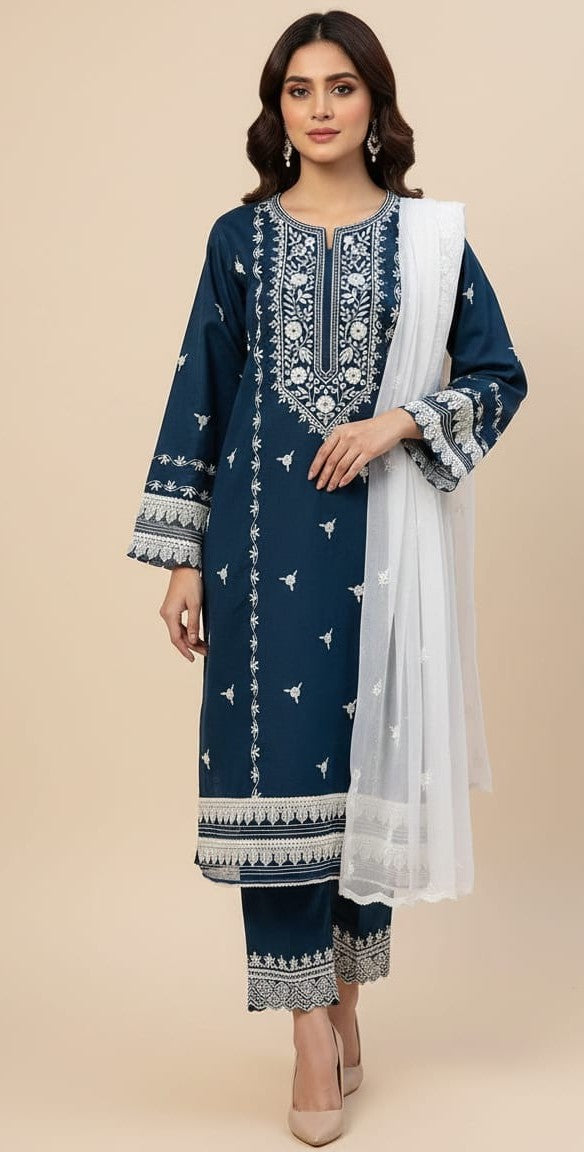 3 Piece -Embroidered Suit -SK-027