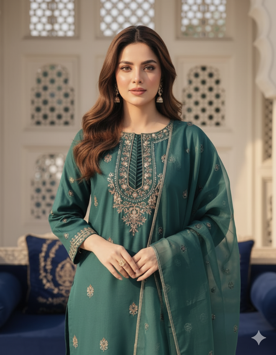 3 Piece -Embroidered Suit -SK-035