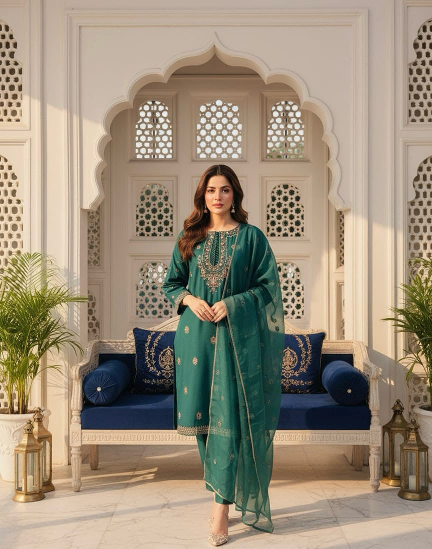 3 Piece -Embroidered Suit -SK-035