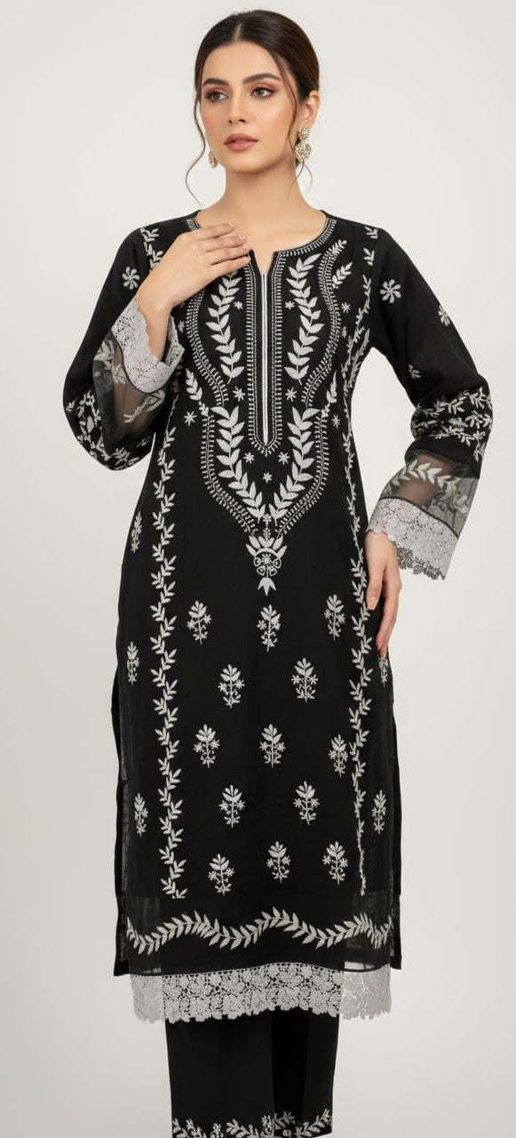 2 Piece -Embroidered Suit -SK-038