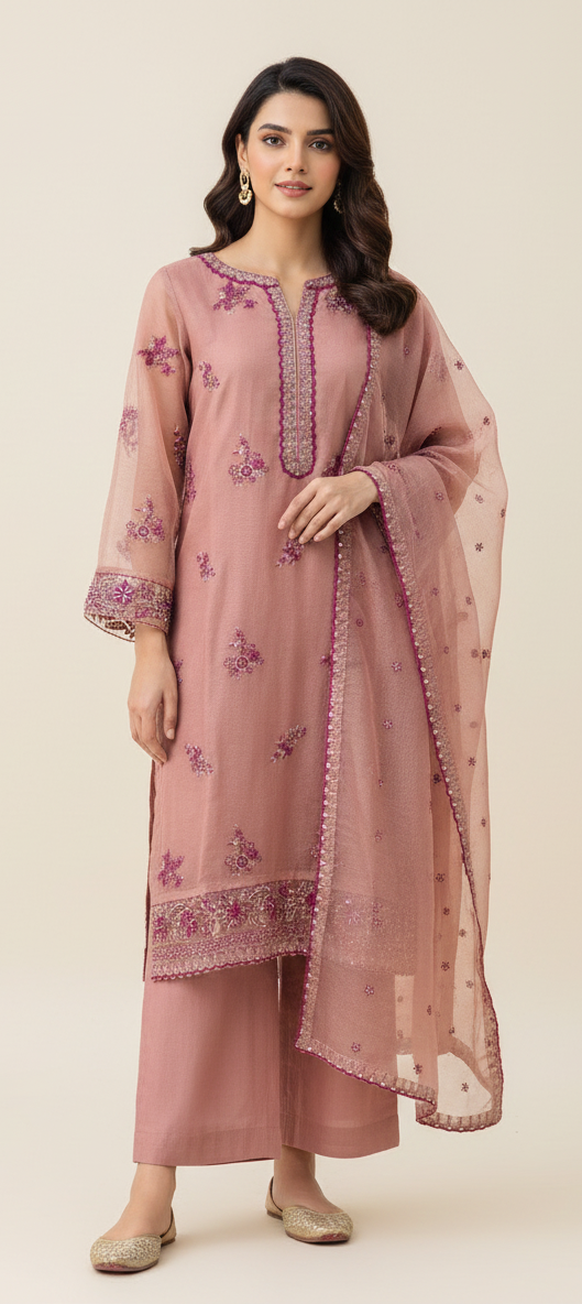 3 Piece -Embroidered Suit -SK-044