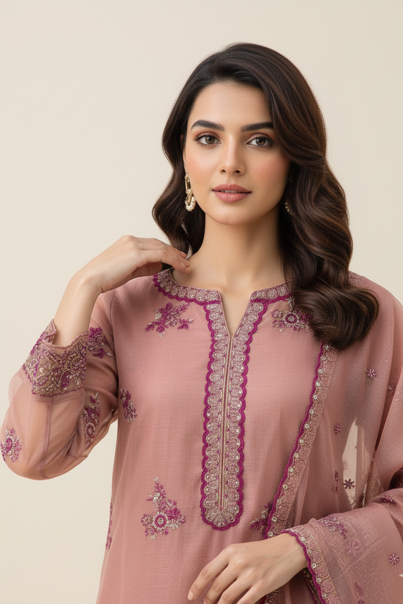 3 Piece -Embroidered Suit -SK-044