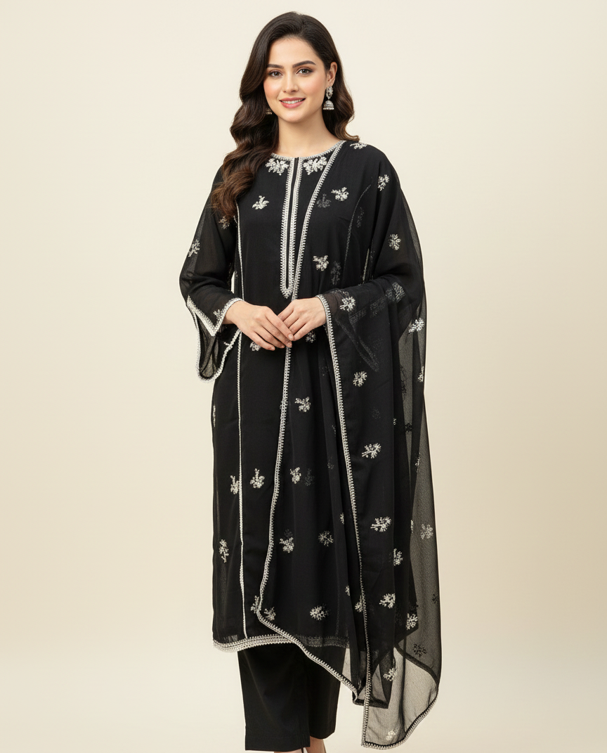 3 Piece -Embroidered Suit -SK-5001