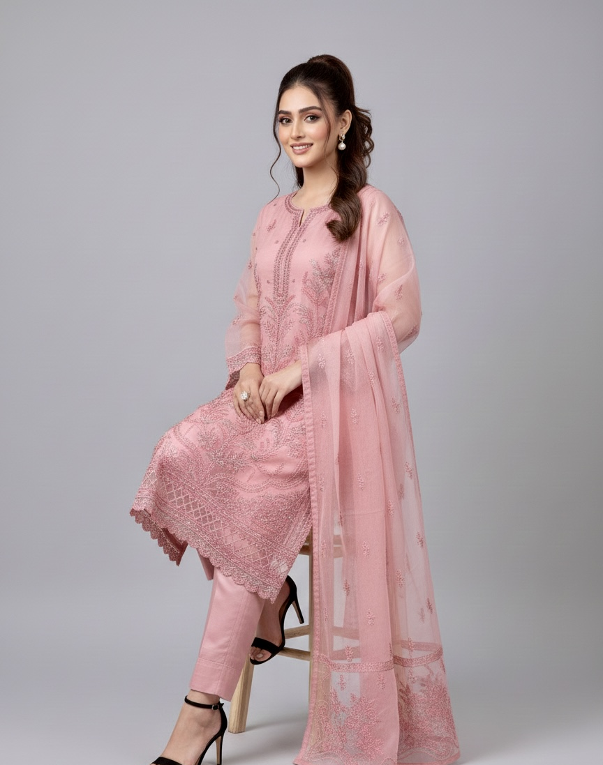 3 Piece -Embroidered Suit -SK-5002